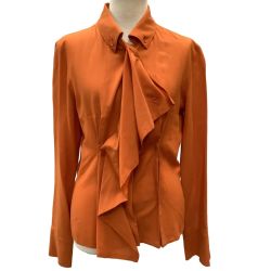 ♪♪ ISSEY MIYAKE イッセイミヤケ 変形 フリル シャツ　SIZE 2 IM63FJ510 オレンジ Bランク