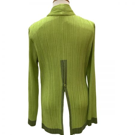  ISSEY MIYAKE イッセイミヤケ プリーツ 変形」カーディガン SIZE M  裾ラメ IM71-FD913 黄緑