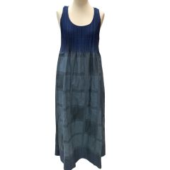 ISSEY MIYAKE FETE イッセイミヤケ プリーツ ワンピース チェック グラデーション IF74FH709 ブルー Bランク