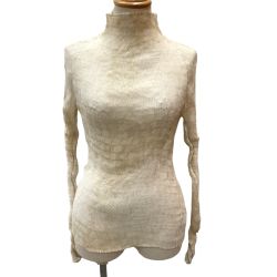 ♪♪ ISSEY MIYAKE FETE イッセイミヤケ シフォン 波 プリーツ カットソー　SIZE 2 IF72FJ261 ベージュ Bランク