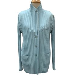 ♪♪ ISSEY MIYAKE イッセイミヤケ プリーツ ジャケット SIZE 3 IM04FD920 スカイブルー Bランク