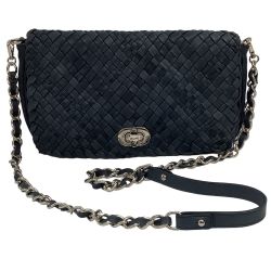 FALORNI ファロルニ レディース ショルダーバッグ レザー ネイビー Bランク