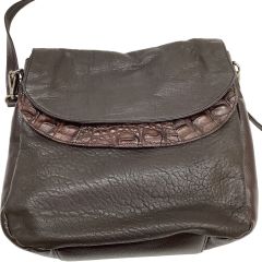 レディース ショルダーバッグ クロコダイル レザー 焦げ茶 Bランク