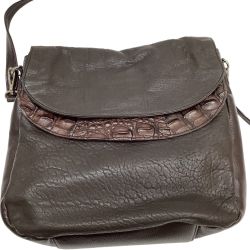 レディース ショルダーバッグ クロコダイル レザー 焦げ茶 Bランク