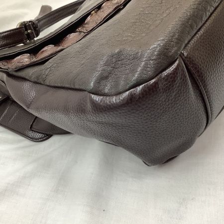 レディース ショルダーバッグ クロコダイル レザー 焦げ茶