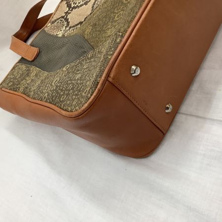 貴彦 レディース ハンドバッグ レザー パイソン パッチワーク キャメル