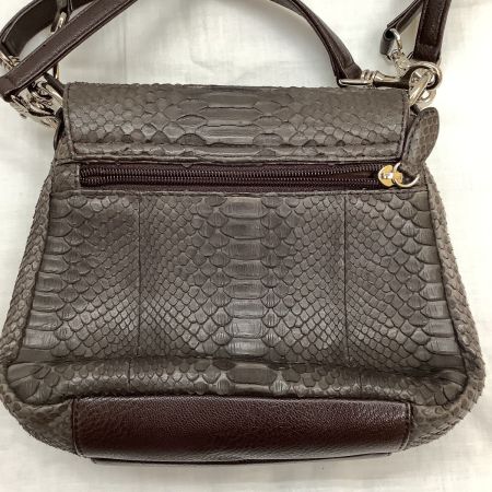 2WAYバッグ ハンドバッグ ショルダーバッグ パイソン レザー チャコールグレー