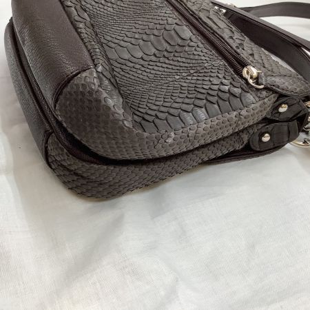 2WAYバッグ ハンドバッグ ショルダーバッグ パイソン レザー チャコールグレー