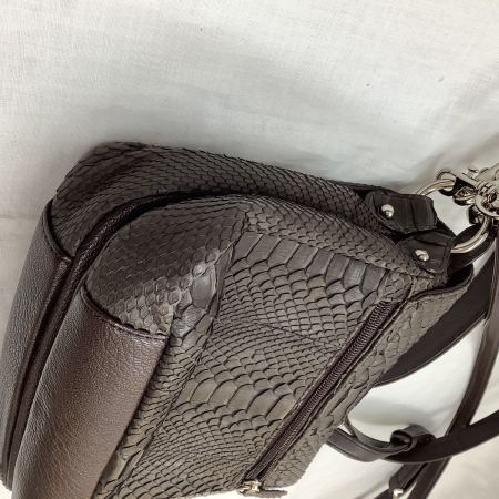 2WAYバッグ ハンドバッグ ショルダーバッグ パイソン レザー チャコールグレー