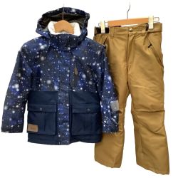 ♪♪ cosby コスビー キッズ 男の子 スノーウェア スキーウェア つなぎ SIZE 130cm ネイビー×ベージュ Bランク