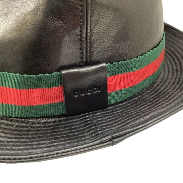 GUCCI グッチ ハット 帽子 シェリーライン 本革 レザー ブラック｜中古｜なんでもリサイクルビッグバン