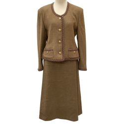 INGEBORG インゲボルグ KANEKO ISAO セットアップスーツ ジャケット スカート ２点セット ハート金ボタン ブラウン Bランク