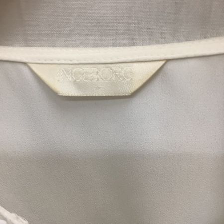 INGEBORG インゲボルグ レディース ブラウス シャツ　リボン ピコフリル レース ホワイト