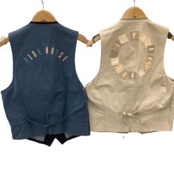 PINK HOUSE ピンクハウス レディース ベスト ２枚セット 前開き ワッペン キルティング チェック Bランク