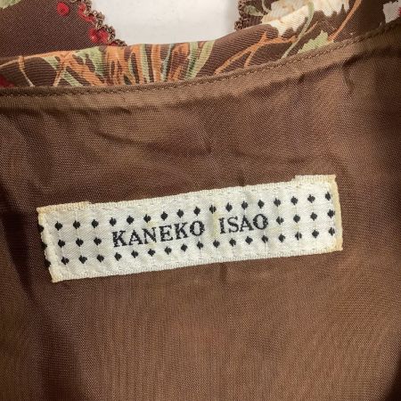 KANEKO ISAO カネコイサオ PINK KOUSE レディース ワンピース 花柄 リボン ピコフリル 前ボタン ブラウン