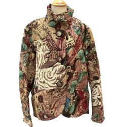 ISSEY MIYAKE イッセイミヤケ 激レア ゴブラン織り ジャケット コート SIZE 2 IM73FD502 ブラウン系 Bランク