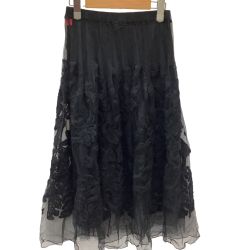 ♪♪ ISSEY MIYAKE HeaRT HaaT イッセイミヤケ レース スカート 花 SIZE 2 HA53FG695 ブラック Bランク