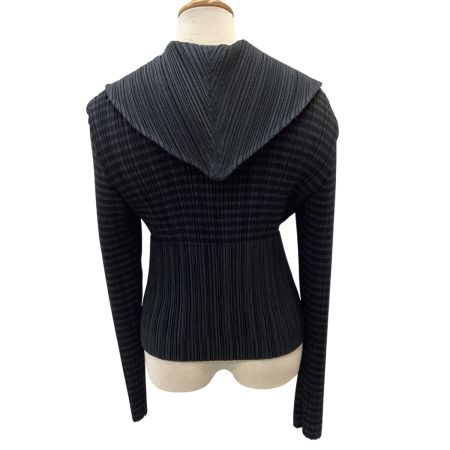 ISSEY MIYAKE イッセイミヤケ プリーツ 変形 ジャケット ボーダー SIZE L IM84-FD913 ブラック