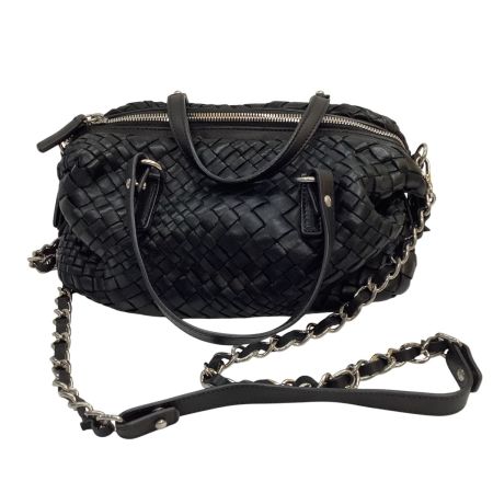 FALORNI ファロルニ レディース ショルダーバッグ  レザー 編み込み ブラック