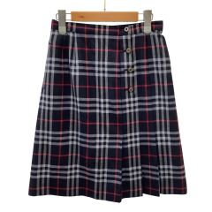 Burberrys バーバリーズ レディース スカート SIZE L チェック ネイビー Bランク