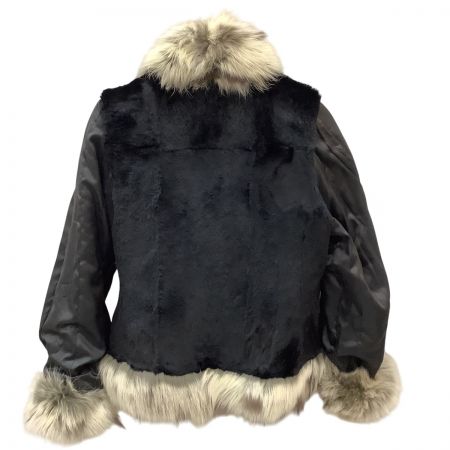   毛皮ショートコート リバーシブル ラビットファー シルク フォックス SIZE Free ブラック