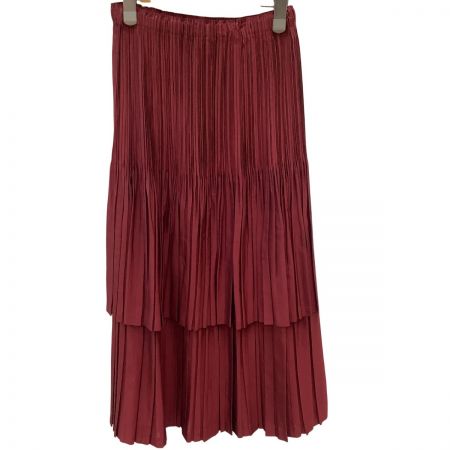  ISSEY MIYAKE FETE イッセイミヤケ 変形 プリーツ スカート　SIZE 2 IF74FG757 ワインレッド