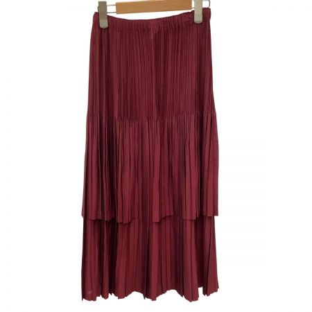  ISSEY MIYAKE FETE イッセイミヤケ 変形 プリーツ スカート　SIZE 2 IF74FG757 ワインレッド