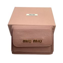 MIU MIU ミュウミュウ レディース ３つ折り財布  コンパクト財布 ピンク Cランク