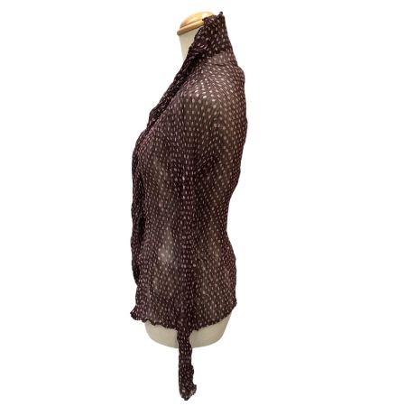 ISSEY MIYAKE FETE イッセイミヤケ 波 シフォン プリーツ SIZE 2 ドット柄 IF52FJ278 ブラウン