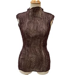 ♪♪ ISSEY MIYAKE FETE イッセイミヤケ 波 プリーツ シフォン カットソー SIZE 2  IF52FJ279 ブラウン Bランク