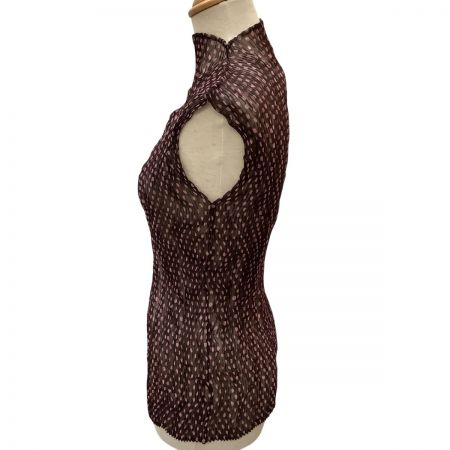  ISSEY MIYAKE FETE イッセイミヤケ 波 プリーツ シフォン カットソー SIZE 2  IF52FJ279 ブラウン