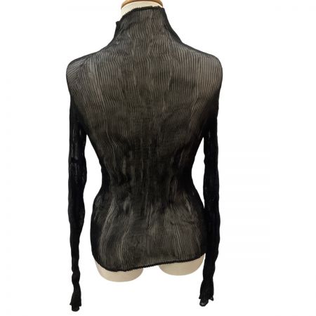  ISSEY MIYAKE FETE イッセイミヤケ シフォン 波 プリーツ SIZE 2 IF62FJ412 ブラック