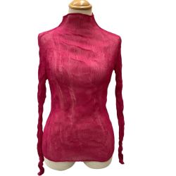 ISSEY MIYAKE イッセイミヤケ シフォン 波 プリーツ カットソー SIZE 2 IM11FJ412 ショッキングピンク Bランク