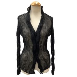 ♪♪ ISSEY MIYAKE イッセイミヤケ シフォン 波 プリーツ カーディガン SIZE 2 IM91FJ424 ブラック Bランク