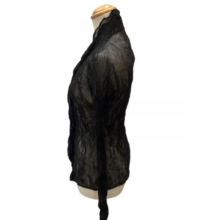  ISSEY MIYAKE イッセイミヤケ シフォン 波 プリーツ カーディガン SIZE 2 IM91FJ424 ブラック