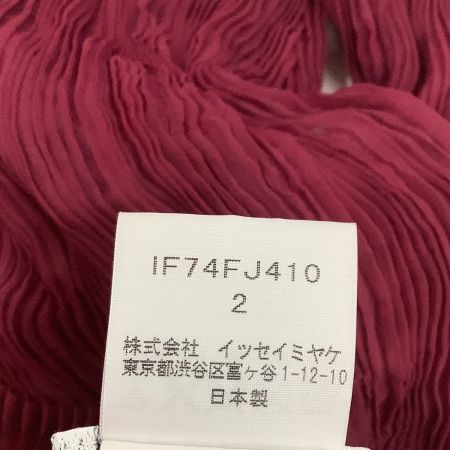  ISSEY MIYAKE FETE イッセイミヤケ シフォン 波 プリーツ カットソー SIZE 2 IF74FJ410 エンジ