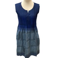 ISSEY MIYAKE FETE A.POC 消しプリーツ チュニック ワンピース チェック SIZE 2 IF74FJ727 ブルー Bランク