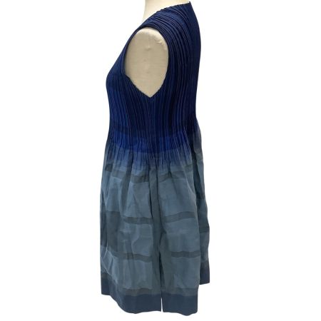 ISSEY MIYAKE FETE A.POC 消しプリーツ チュニック ワンピース チェック SIZE 2 IF74FJ727 ブルー