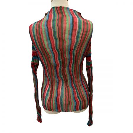  ISSEY MIYAKE WHITE LABEL イッセイミヤケ シフォン 波 プリーツ カットソー SIZE 2 IM42FJ253 マルチカラー