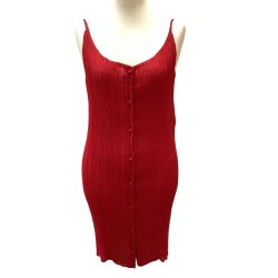 ISSEY MIYAKE イッセイミヤケ キャミソール ワンピース  前ボタン ラメ SIZE L IM82-FH601 レッド Bランク