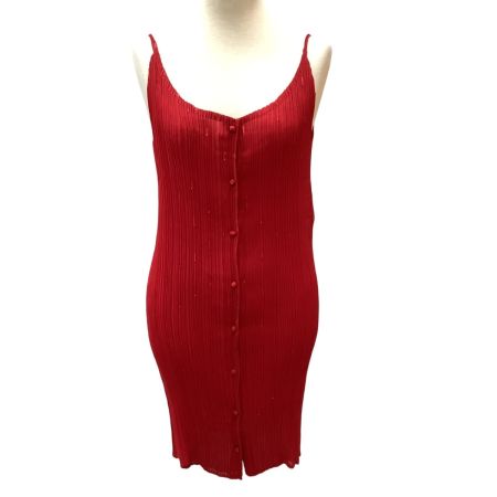ISSEY MIYAKE イッセイミヤケ キャミソール ワンピース  前ボタン ラメ SIZE L IM82-FH601 レッド
