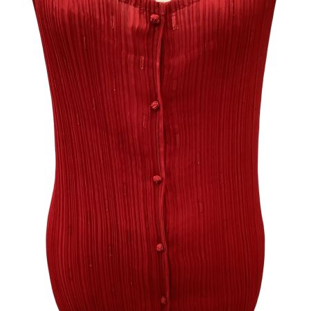 ISSEY MIYAKE イッセイミヤケ キャミソール ワンピース  前ボタン ラメ SIZE L IM82-FH601 レッド