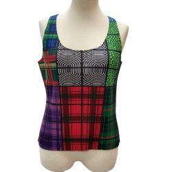 ISSEY MIYAKE イッセイミヤケ PLEATS PLEASE ノースリーブカットソーSIZE 4 総柄 PP64-JK221 Bランク