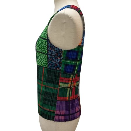 ISSEY MIYAKE イッセイミヤケ PLEATS PLEASE ノースリーブカットソーSIZE 4 総柄 PP64-JK221