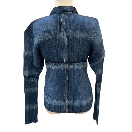 ISSEY MIYAKE イッセイミヤケ PLEATS PLEASE デニム転写 シャツ SIZE 3 PP12-JD ブルー