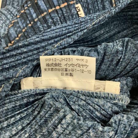 ISSEY MIYAKE イッセイミヤケ PLEATS PLEASE デニム転写 ワンピース  SIZE 3 PP12JH251 ブルー