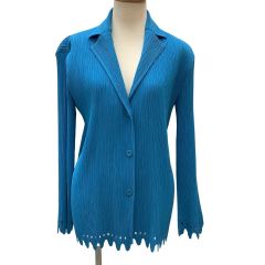 ISSEY MIYAKE イッセイミヤケ 変形 プリーツ ジャケット SIZE 2 IM04FD606 スカイブルー Bランク