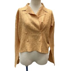 ♪♪ ISSEY MIYAKE イッセイミヤケ 変形 鱗 プリーツ ジャケット SIZE 2 IM22FD908 オレンジ Bランク