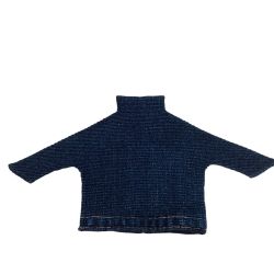 ISSEY MIYAKE(T.) イッセイミヤケ デニム転写 プリーツ カットソー風 帽子 激レア PP17-AA952 ネイビー Bランク