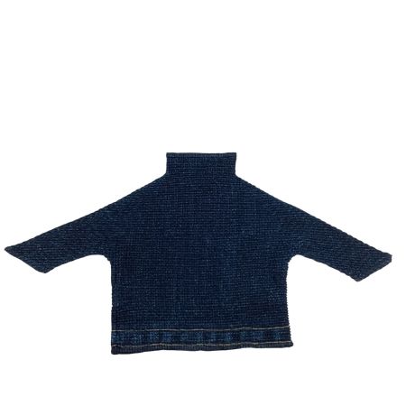 ISSEY MIYAKE(T.) イッセイミヤケ デニム転写 プリーツ カットソー風 帽子 激レア PP17-AA952 ネイビー